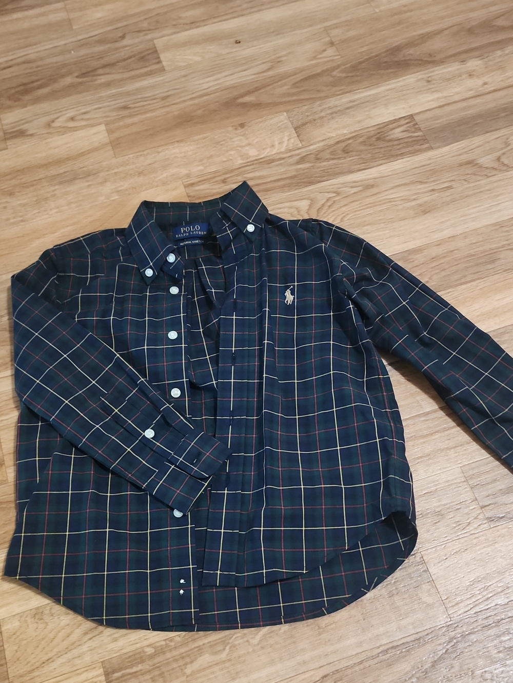 Polo by Ralph Lauren Boys' Navy Green Plaid Button-Down Shirt